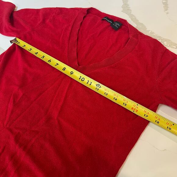 Moda International Silk Cashmere long sleeve  Knit Sweater Red Medium V Neck - Picture 3 of 8